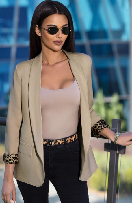 Sacou Dama cu mansete animal print [1]