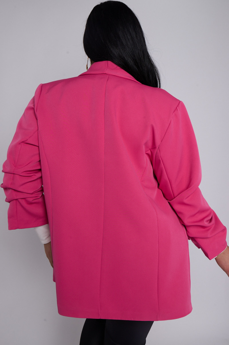 Sacou Plus Size cu Maneca Incretita si Detalii de Buzunare [2]