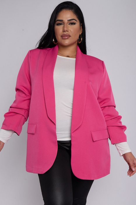 Sacou Plus Size cu Maneca Incretita si Detalii de Buzunare [1]