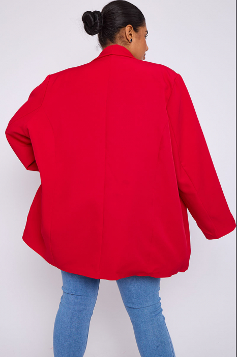 Sacou Plus Size cu Maneca Incretita si Detalii de Buzunare [2]