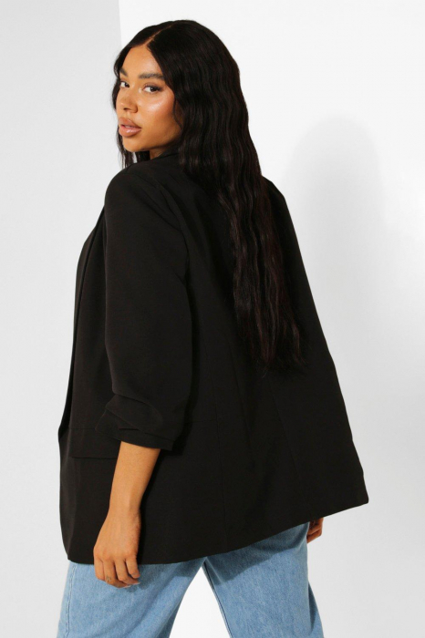 Sacou Plus Size cu Maneca Incretita si Detalii de Buzunare [2]