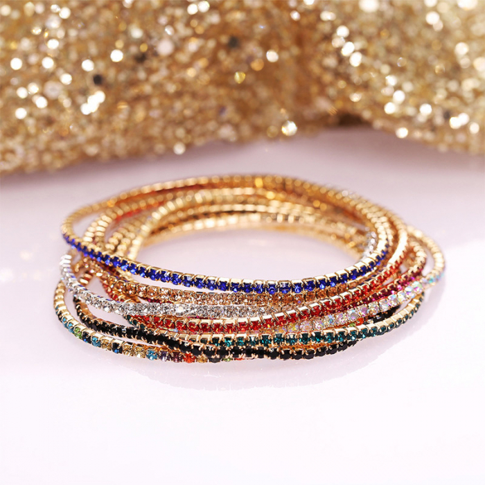 Set Bratari Tennis, Cristal Zirconiu Turcoaz 1mm, elastica, din otel inoxidabil [11]