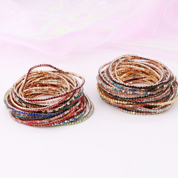 Set Bratari Tennis, Cristal Zirconiu Turcoaz 1mm, elastica, din otel inoxidabil [2]