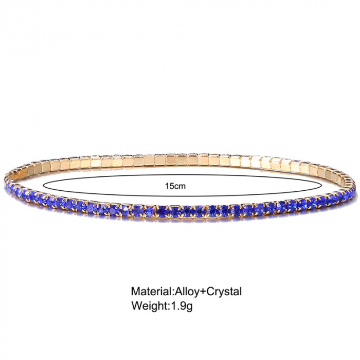 Set Bratari Tennis, Cristal Zirconiu Turcoaz 1mm, elastica, din otel inoxidabil [18]