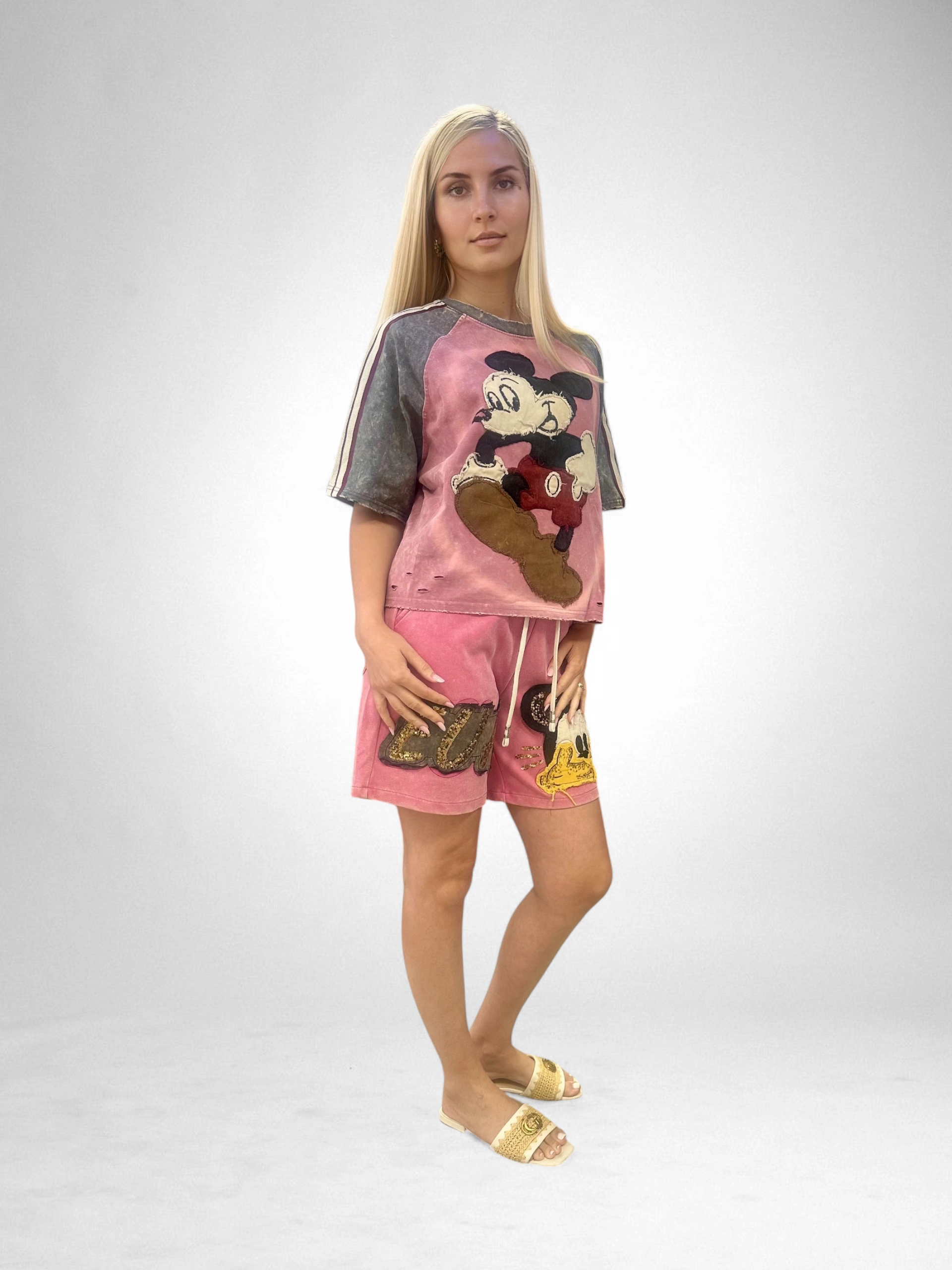 Set Bumbac Premium Tricou Si Pantaloni, Marime Universala, Mickey Mouse/Monster [5]