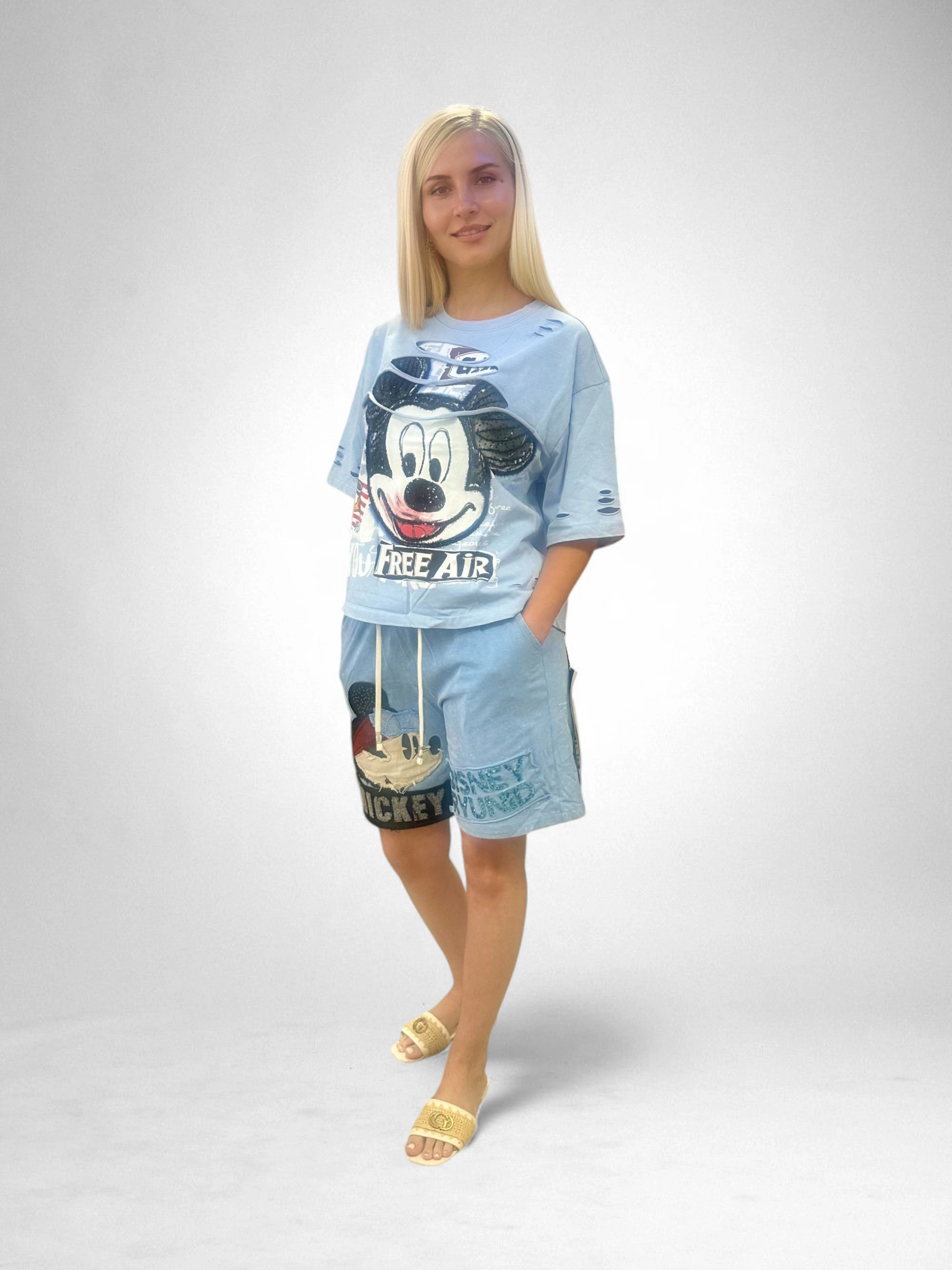Set Bumbac Premium Tricou Si Pantaloni, Marime Universala, Mickey Mouse/Monster [5]