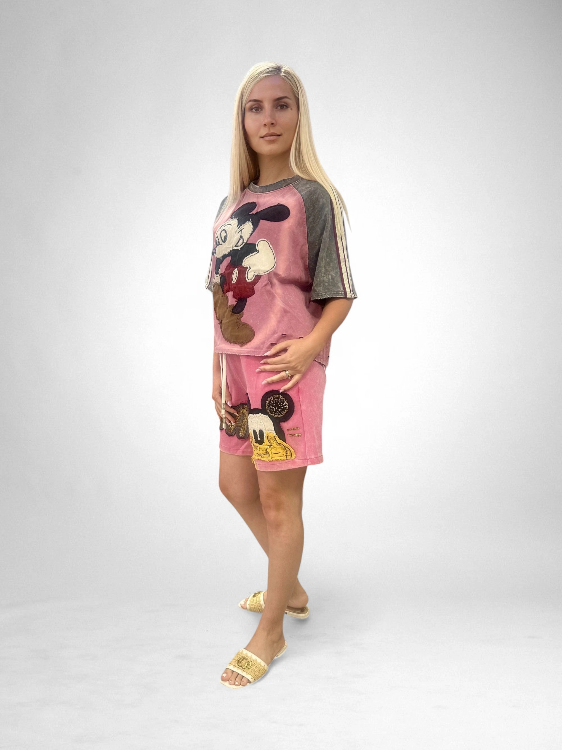 Set Bumbac Premium Tricou Si Pantaloni, Marime Universala, Mickey Mouse/Monster [4]