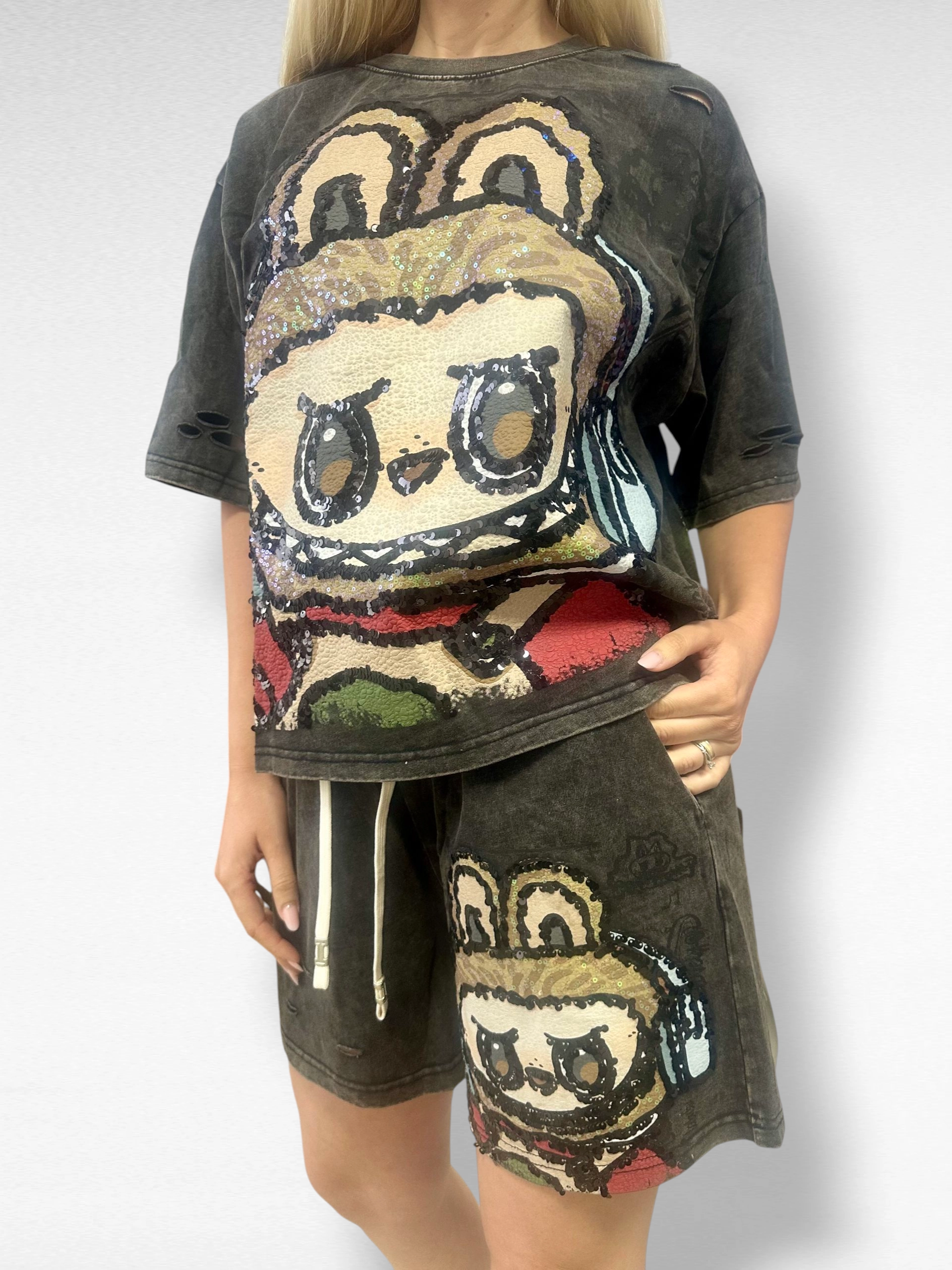 Set Bumbac Premium Tricou Si Pantaloni, Marime Universala, Mickey Mouse/Monster [5]