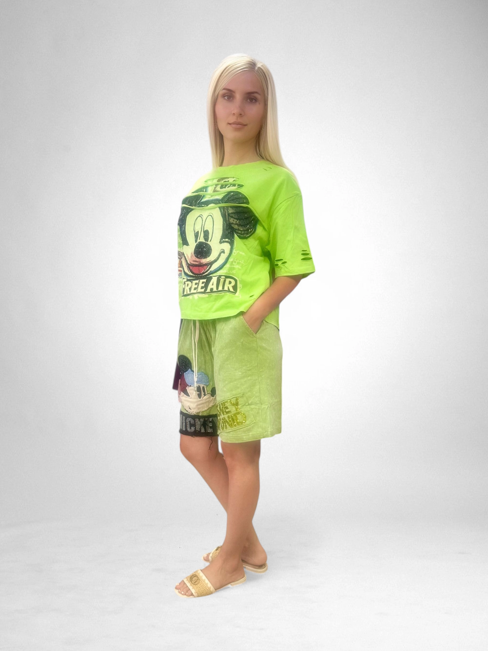 Set Bumbac Premium Tricou Si Pantaloni, Marime Universala, Mickey Mouse/Monster [5]