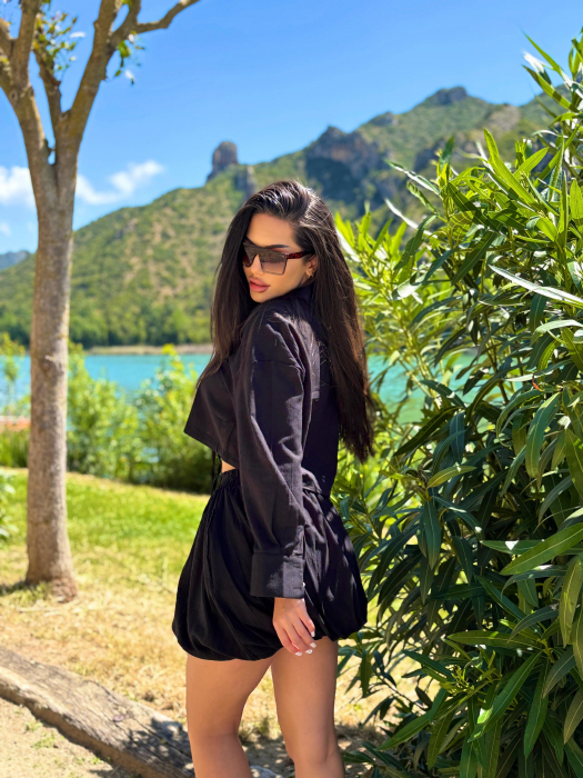 Set dama vara camasa lejera si pantaloni tip fusta gogosar din in – marime universala [2]