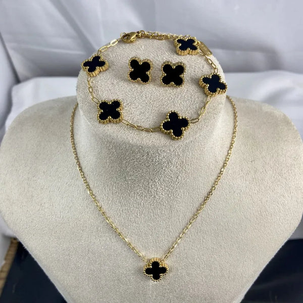 Set din oțel cu colier, cercei și brățară negru - SET050 [2]