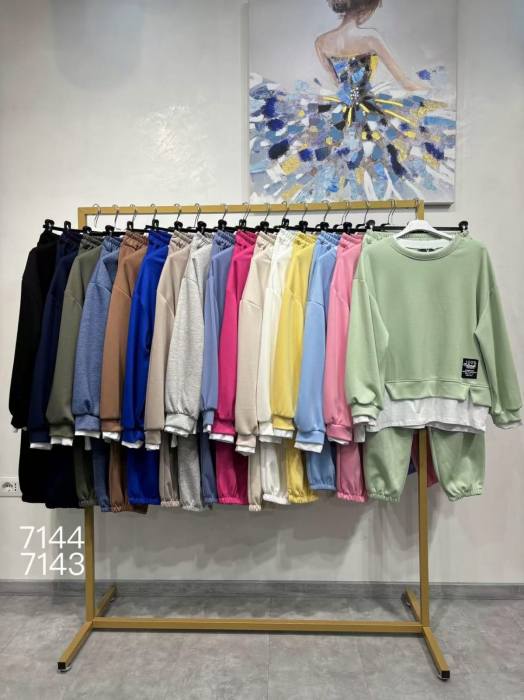 Set Casual Dama Vascoza Cu Elastan, Bluza Si Pantaloni cu elastic, Talie Unica - CHMS [4]