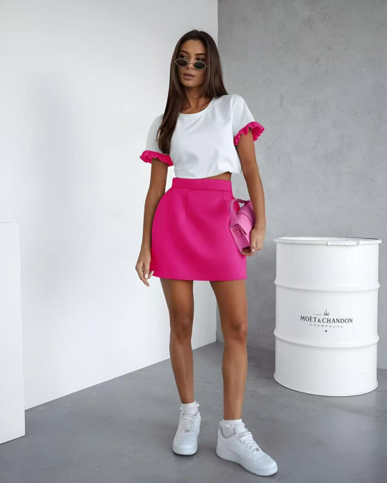 Set fusta mini si top crop din material elastic – stil modern si confortabil [1]