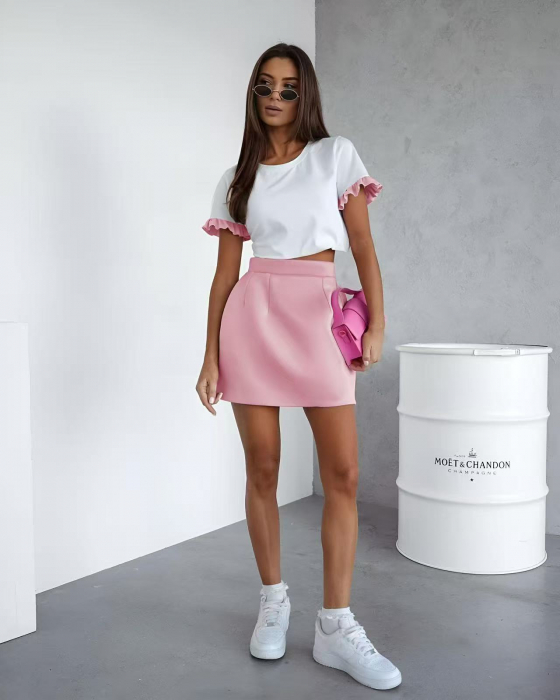 Set fusta mini si top crop din material elastic – stil modern si confortabil [1]