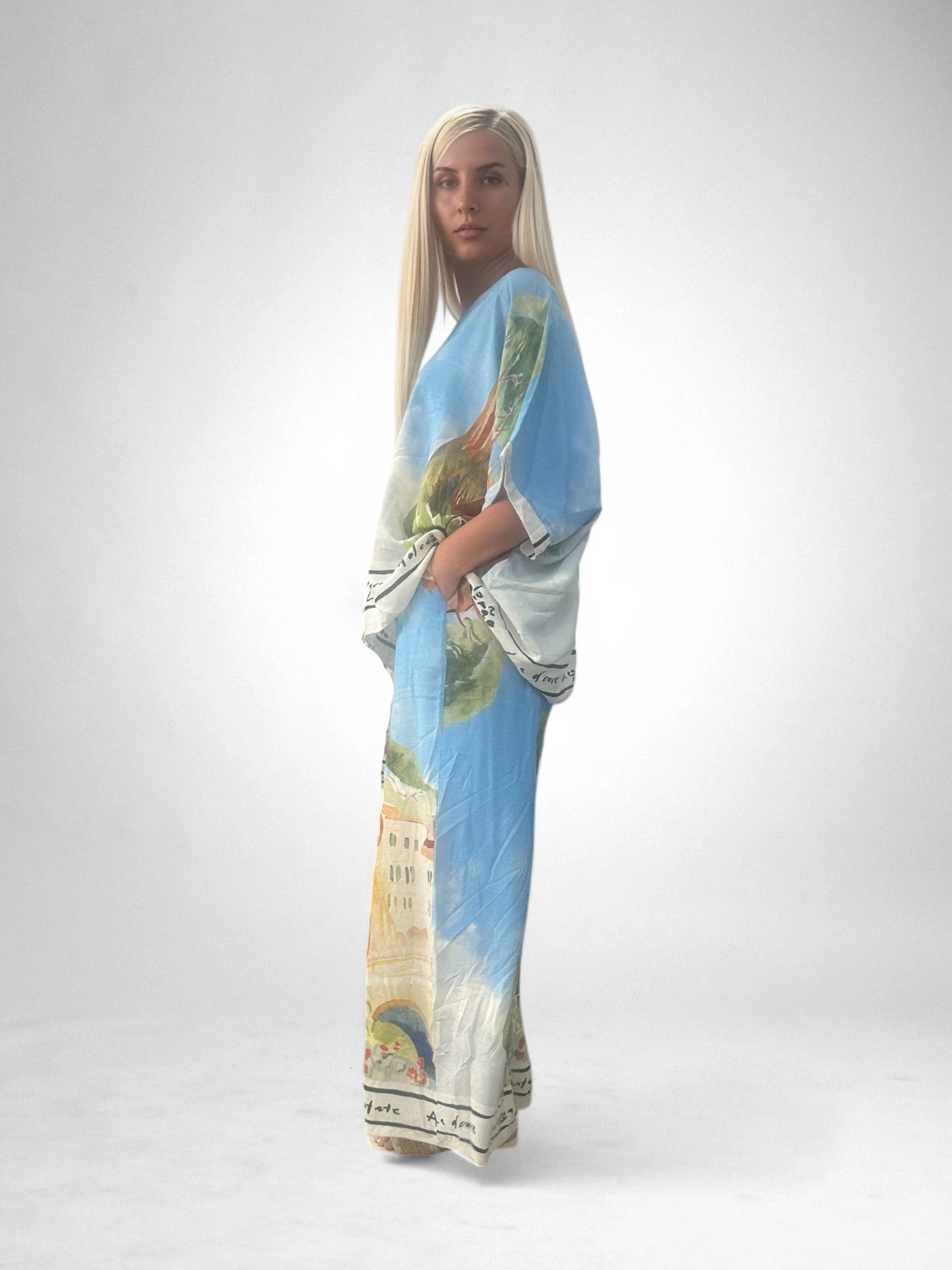 Set Vara Pictat Digital, Marime Universala, Tricou Si Pantaloni Largi [4]