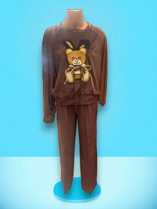 Trening Dama de Catifea Kyra - Compleu Bluza cu Fermoar și Pantaloni Bej [7]