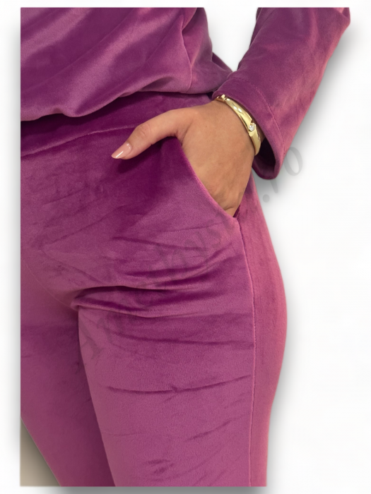 Trening Dama de Catifea Kyra - Compleu Bluza cu Fermoar și Pantaloni Fucsia [8]