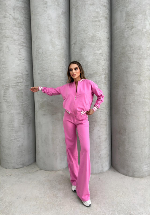 Trening Damă din Bumbac 100% - Compleu 2 Piese: Pantaloni și Hanorac Tip Bomber [2]
