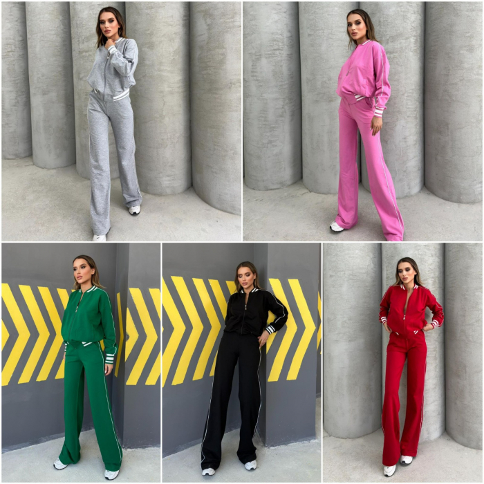 Trening Damă din Bumbac 100% - Compleu 2 Piese: Pantaloni și Hanorac Tip Bomber [3]