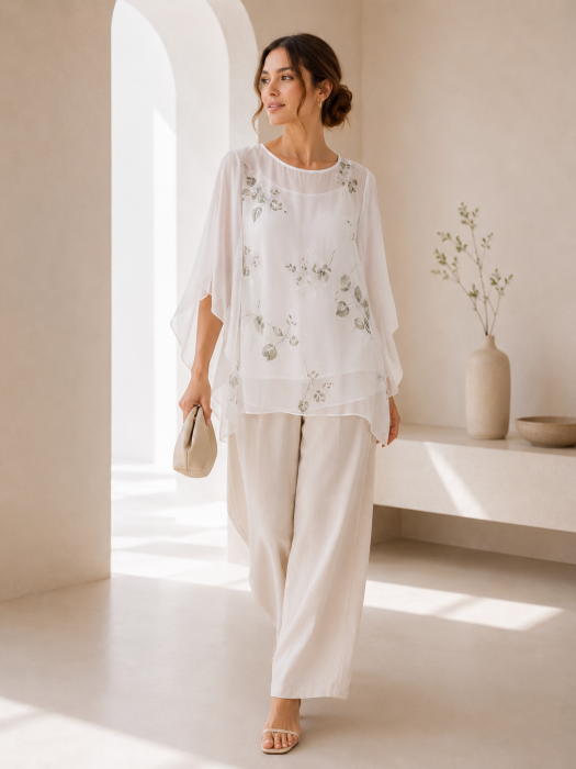Tricou dama vapuros cu imprimeu floral si croi lejer [2]
