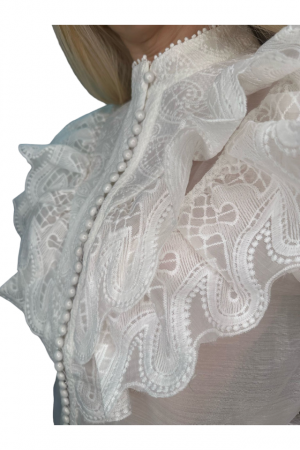 Bluza dama cu volane din dantela si broderie - Maya [2]