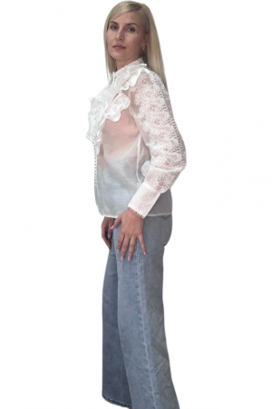 Bluza dama cu volane din dantela si broderie - Maya [8]