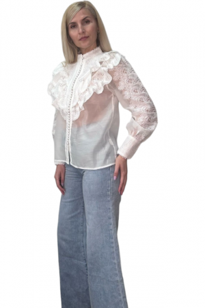 Bluza dama cu volane din dantela si broderie - Maya [7]