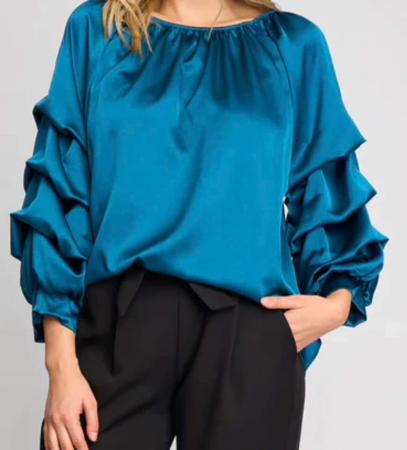 Bluze Dama - Bluza Dama Satin cu Maneci Bufante