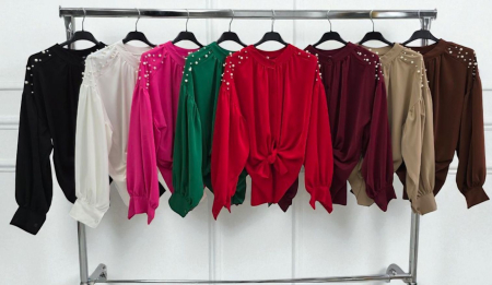 Cămașă Diafană cu Perle Decorative pe Umeri – Croi Lejer [1]