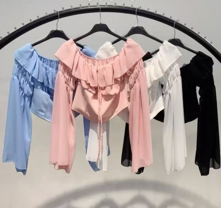 Bluza dama cu umerii goi snur si maneci bufante - ST19D1 [1]