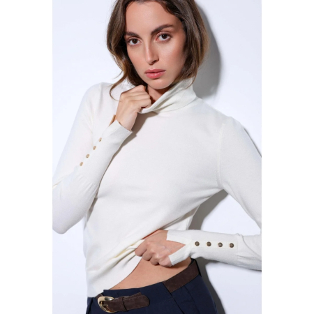 New Entry - Bluza dama Maleta Tricot Fin, maneca lunga, Nasturi aurii