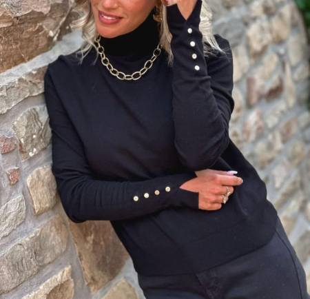 Imbracaminte Dama - Bluza dama Maleta Tricot Fin, maneca lunga, Nasturi aurii