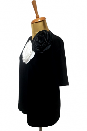 Bluza dama ornata cu 2 trandafiri - Flower - negru [2]