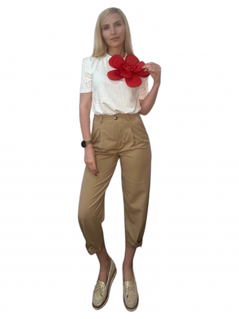 Bluza dama ornata cu trandafir rosu - Flower - alb [6]