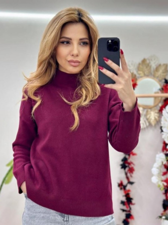 Bluza dama tricot extrafin cu guler inalt, talie universala – model elegant si versatil [4]