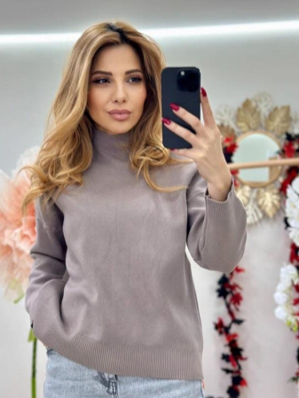 Bluza dama tricot extrafin cu guler inalt, talie universala – model elegant si versatil [6]