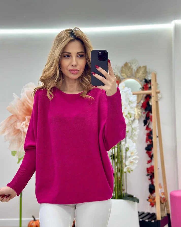 Bluza dama tricot extrafin lejer oversize, talie universala XS-2XL [2]