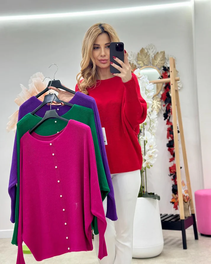 Bluza dama tricot extrafin lejer oversize, talie universala XS-2XL [1]