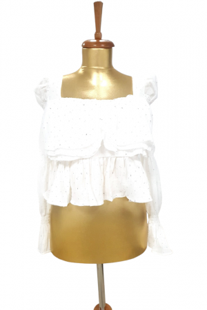 Bluza dama volane si strasuri Camille - alb [1]