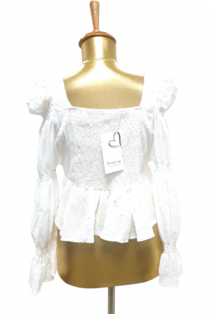 Bluza dama volane si strasuri Camille - alb [4]