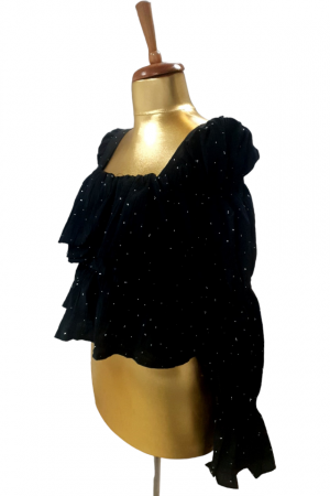 Bluza dama volane si strasuri Camille - negru [3]