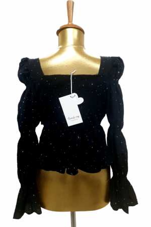 Bluza dama volane si strasuri Camille - negru [4]