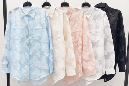 Bluze Dama - Camasa Dama cu Aplicatii Florale si Nasturi Decorativi – Bluza Dama Stil Casual, Croială Regular Fit - ALN