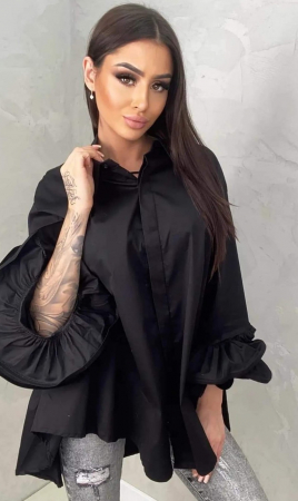 Bluza eleganta oversized cu pietricele, croi larg din bumbac [5]