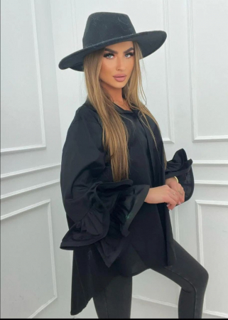 Bluza eleganta oversized cu pietricele, croi larg din bumbac [3]