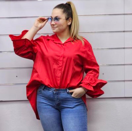 Bluza eleganta oversized cu pietricele, croi larg din bumbac [1]