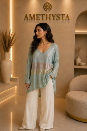 Bluze Dama - Bluza oversized cu aspect metalic si detalii frontale in 3 culori
