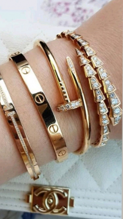 Bratara iubirii cu zirconiu, model luxury, din otel inoxidabil placat cu aur [12]
