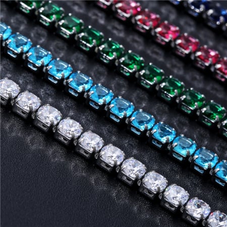Set Bratari Tennis, Cristal Zirconiu Turcoaz 1mm, elastica, din otel inoxidabil [16]