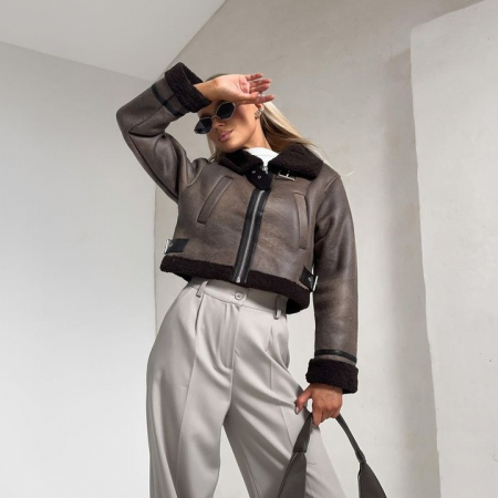 Cojoc Dama Combinatie Piele Intoarsa si Blana ECO - 3 [2]